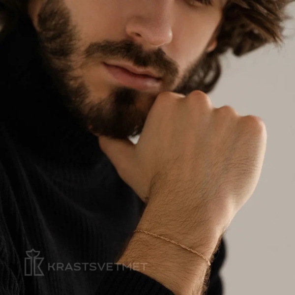 Браслет из красного золота, плетение «Сингапур»